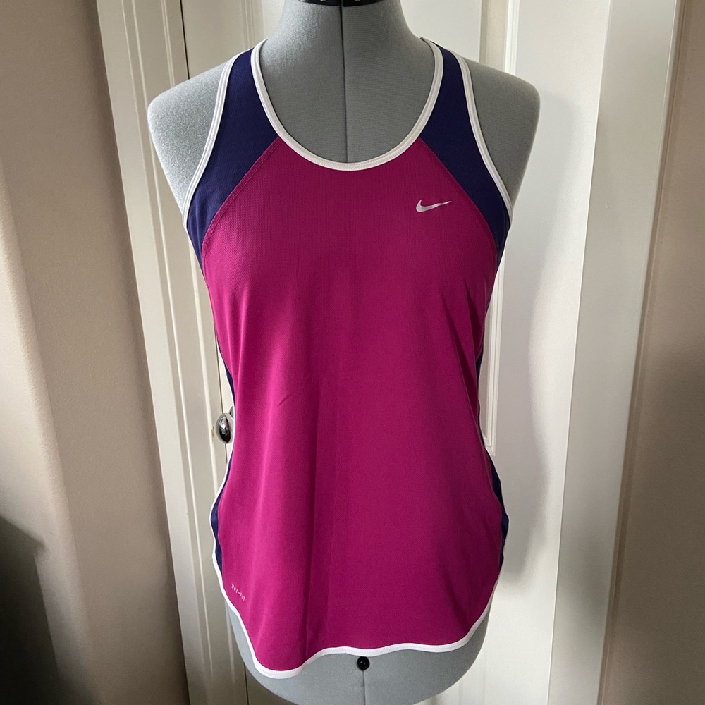 Nike Dri-Fit Tank Top, Purple & Pink with White Trim, Size M